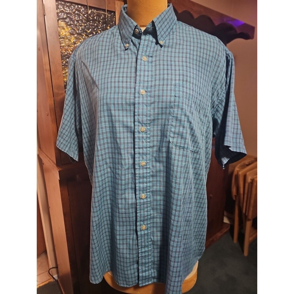 River Trader Blue Plaid Nor'Easter Button Down Long Sleeve Shirt Men's Size L